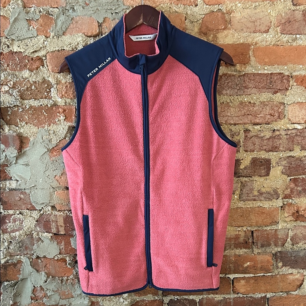Peter Millar Fleece Vest with Navy Trim